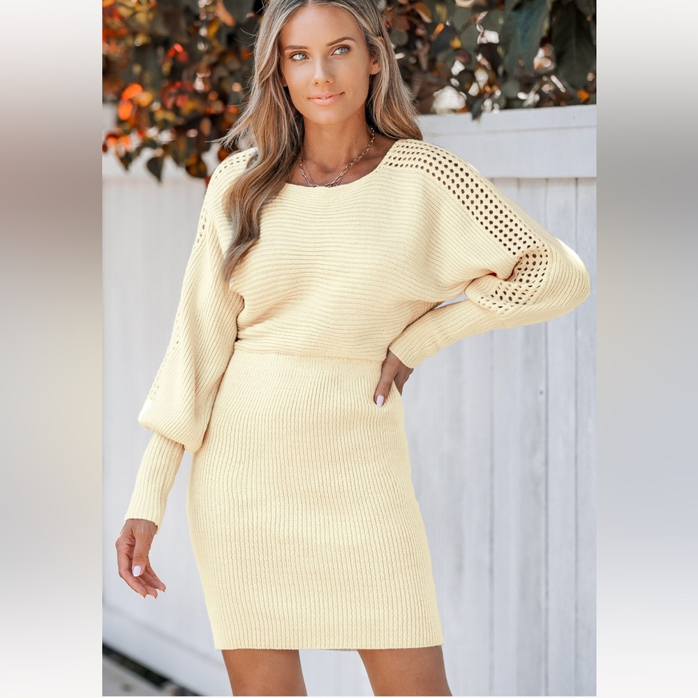 Cutout Ribbed Knit Sweater Dress